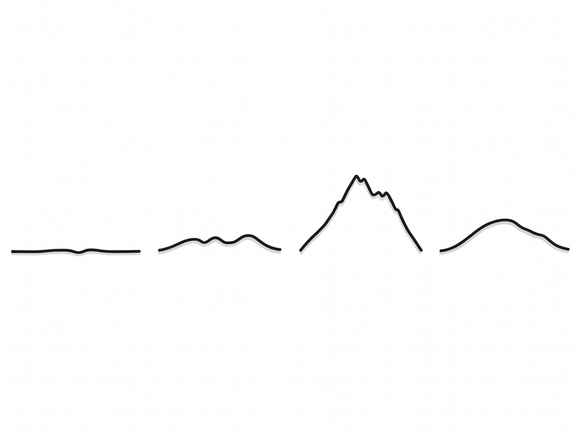 Abstract cycling course profiles for flat, hilly, mountain and time trial stages